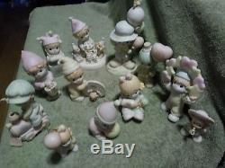 Precious Moments CLOWNS Set Porcelain Figurines Retired Lot of 12