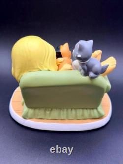 Precious Moments Cat Mom Figurine Girl Napping with Cats on Green Couch New