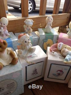 Precious Moments & Cherished Teddies Ornament Figures With Boxes LOT Christmas
