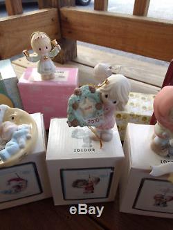Precious Moments & Cherished Teddies Ornament Figures With Boxes LOT Christmas