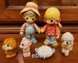 Precious Moments Country Lane Farmer Wife Animal Collection Set Of Six 2002 Rare