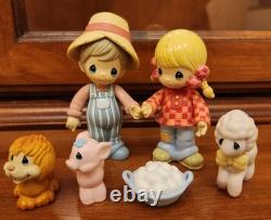 Precious Moments Country Lane Farmer Wife Animal Collection Set Of Six 2002 Rare