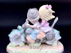Precious Moments Couple on Motorcycle Figurine Love Ride Mint Pastel Collectible