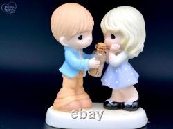 Precious Moments Cute Boy and Girl Figurine with Love Message Bottle