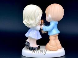 Precious Moments Cute Boy and Girl Figurine with Love Message Bottle