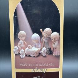 Precious Moments E-2800 Come Let Us Adore Him Nativity Set 1979 Original Box