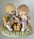 Precious Moments Figurine Kids On Benches With Puppies