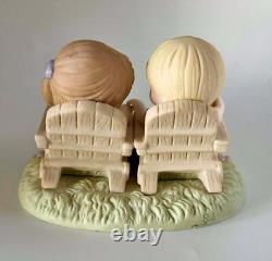 Precious Moments Figurine Kids on Benches with Puppies