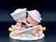 Precious Moments Figurine Sailor Boy Girl Kiss In Rowboat With Fish Oar
