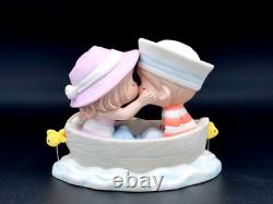 Precious Moments Figurine Sailor Boy Girl Kiss in Rowboat with Fish Oar