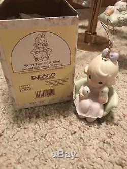 Precious Moments Figurines 12 days of Christmas ornament set plus stand