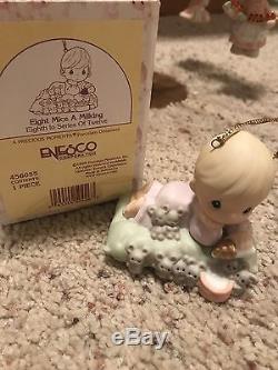 Precious Moments Figurines 12 days of Christmas ornament set plus stand