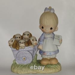 Precious Moments Free Puppies God Loveth a Cheerful Giver 1977 Retired Vintage