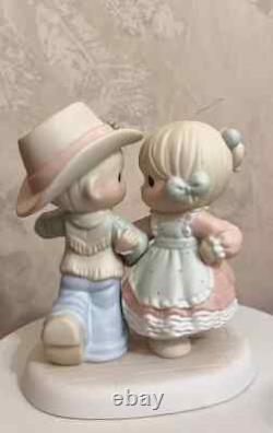 Precious Moments Girl Are Dancing With Cowboy Sculpture Statue Collection Rare