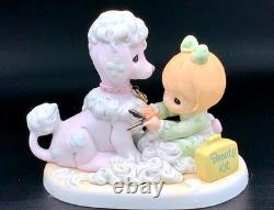 Precious Moments Girl Grooming Poodle Dog Figurine Beauty Kit Pastel Porcelain