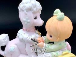 Precious Moments Girl Grooming Poodle Dog Figurine Beauty Kit Pastel Porcelain