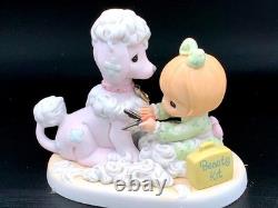 Precious Moments Girl Grooming Poodle Dog Figurine Beauty Kit Pastel Porcelain
