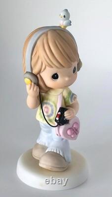 Precious Moments Girl w Headphones & Bird Accent Carry A Song In Your Heart