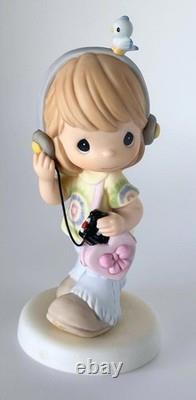 Precious Moments Girl w Headphones & Bird Accent Carry A Song In Your Heart