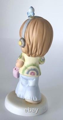 Precious Moments Girl w Headphones & Bird Accent Carry A Song In Your Heart