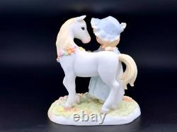 Precious Moments Girl w Pony Figurine Sweet Pastel Collectible Friendship