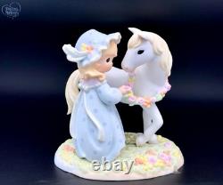 Precious Moments Girl w Pony Figurine Sweet Pastel Collectible Friendship