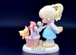 Precious Moments Girl with Kittens Figurine Hand-Painted Collectible