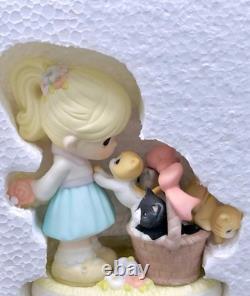 Precious Moments Girl with Kittens Figurine Hand-Painted Collectible