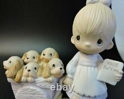 Precious Moments Girl with Puppies God Loveth Cheerful Giver Original Box E-1378