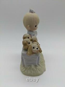 Precious Moments God Loveth A Cheerful Giver 1977 Girl With Puppies Original 21