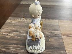 Precious Moments God Loveth A Cheerful Giver (Free Puppies) Figurine Retired