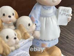 Precious Moments God Loveth A Cheerful Giver (Free Puppies) Figurine Retired