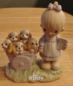 Precious Moments God Loveth a Cheerful Giver Figurine Puppies E-1378 - 5 1/2