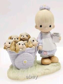 Precious Moments God Loveth a Cheerful Giver Free Puppies 1977 Retired