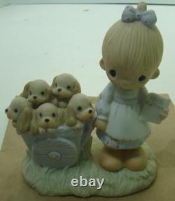 Precious Moments God Loveth a Cheerful Giver Free Puppies Sign 1977 Rare Retired