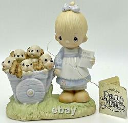 Precious Moments God Loveth a Cheerful Giver Free Puppies Sign 1977 Rare Retired