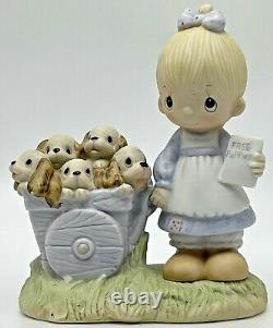 Precious Moments God Loveth a Cheerful Giver Free Puppies Sign 1977 Rare Retired