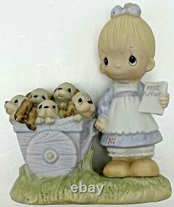 Precious Moments God Loveth a Cheerful Giver Free Puppies Sign 1977 Rare Retired