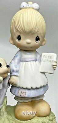 Precious Moments God Loveth a Cheerful Giver Free Puppies Sign 1977 Rare Retired