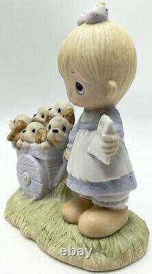 Precious Moments God Loveth a Cheerful Giver Free Puppies Sign 1977 Rare Retired