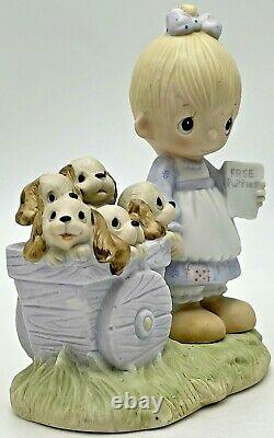 Precious Moments God Loveth a Cheerful Giver Free Puppies Sign 1977 Rare Retired