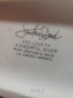 Precious Moments God Loveth a Cheerful Giver Free Puppies Sign 1977 Rare Retired