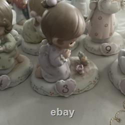 Precious Moments Growing In Grace Brunette, Ages 1-12 Figurines Good Condition