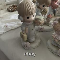 Precious Moments Growing In Grace Brunette, Ages 1-12 Figurines Good Condition