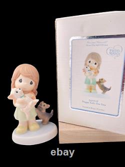Precious Moments HAPPY TAILS TWO YOU 940027 Yorkies w Girl 2009 w Box Stamped SB