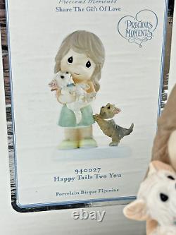 Precious Moments HAPPY TAILS TWO YOU 940027 Yorkies w Girl 2009 w Box Stamped SB