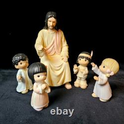 Precious Moments He Shall Lead The Children Jesus SIGNED by Original Trio EUC