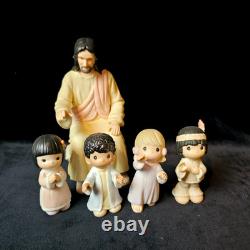Precious Moments He Shall Lead The Children Jesus SIGNED by Original Trio EUC