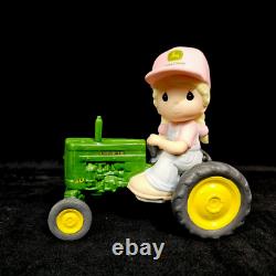 Precious Moments JOHN DEERE Riding Towards Greener Pastures Girl Pink Hat NEW