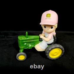 Precious Moments JOHN DEERE Riding Towards Greener Pastures Girl Pink Hat NEW